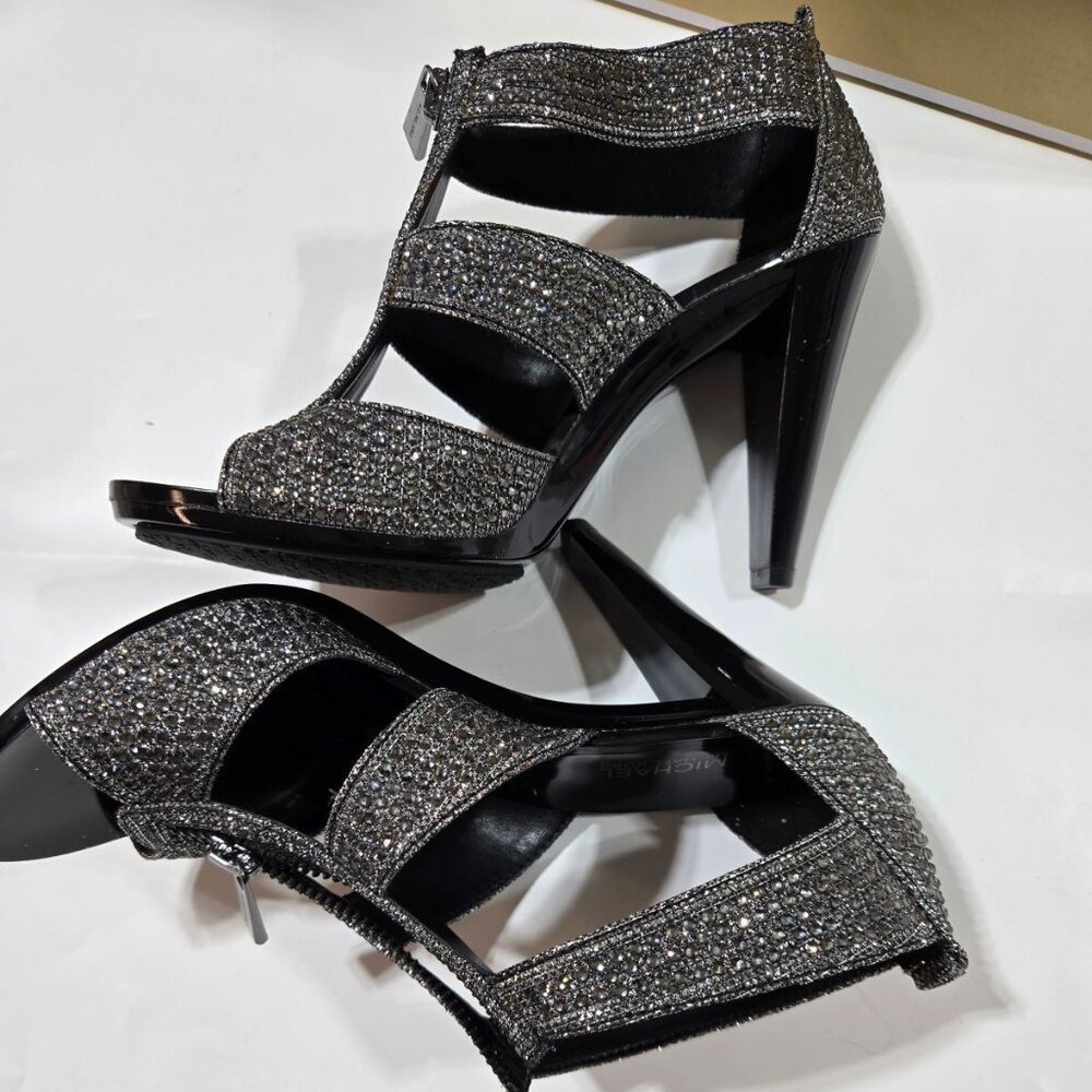 Michael Kors black  high heel sandals with rhinestones size 6.5